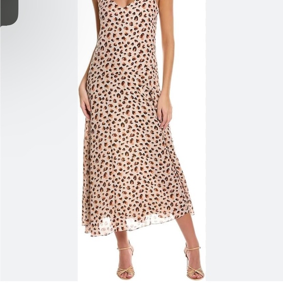 NWT Theory Asymmetrical Slip Dress in Leopard Print Silk size 10 - Picture 4 of 6